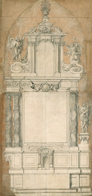 A 15th-century chalk drawing showing a design for a tall altar