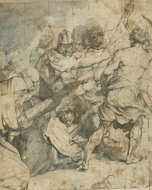 Ink drawing by Anthony van Dyck depicting the Carrying of the Cross