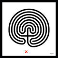 Mark Wallinger's Labyrinth #232 Green Park artwork showing a black and white drawn labyrinth
