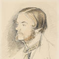 Portrait drawing of John Everett Millais in profile, looking left