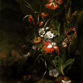 A 'Forest Floor' Still Life of Flowers by Rachel Ruysch dating 1687