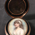Small tortoiseshell case and miniature portrait of a woman