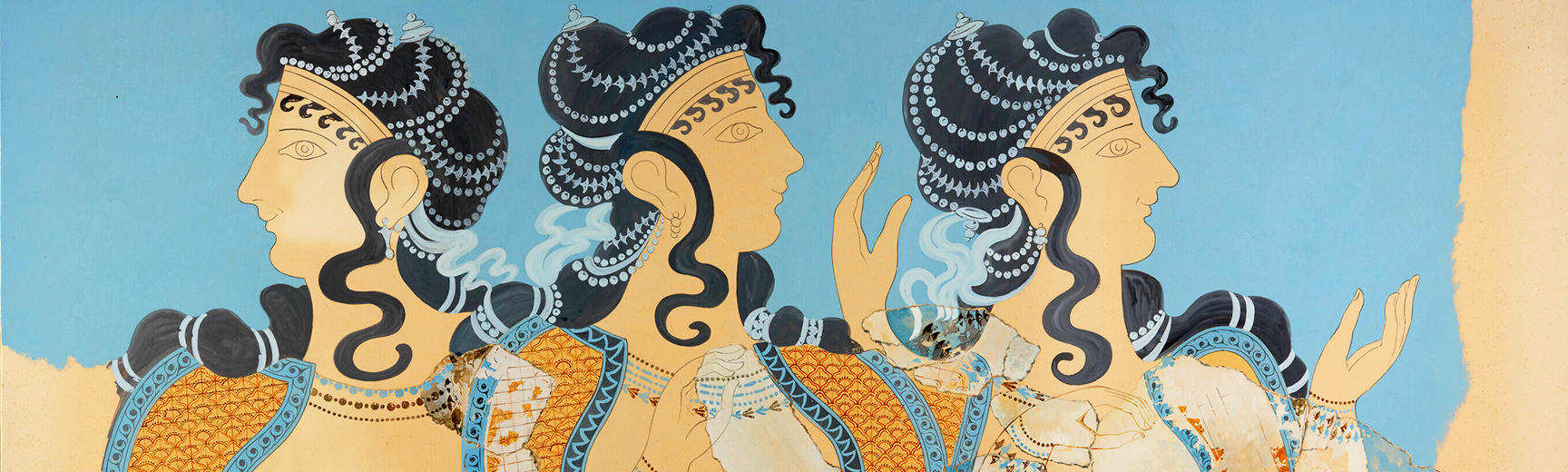 Ladies in blue fresco from the Labyrinth Knossos exhibition
