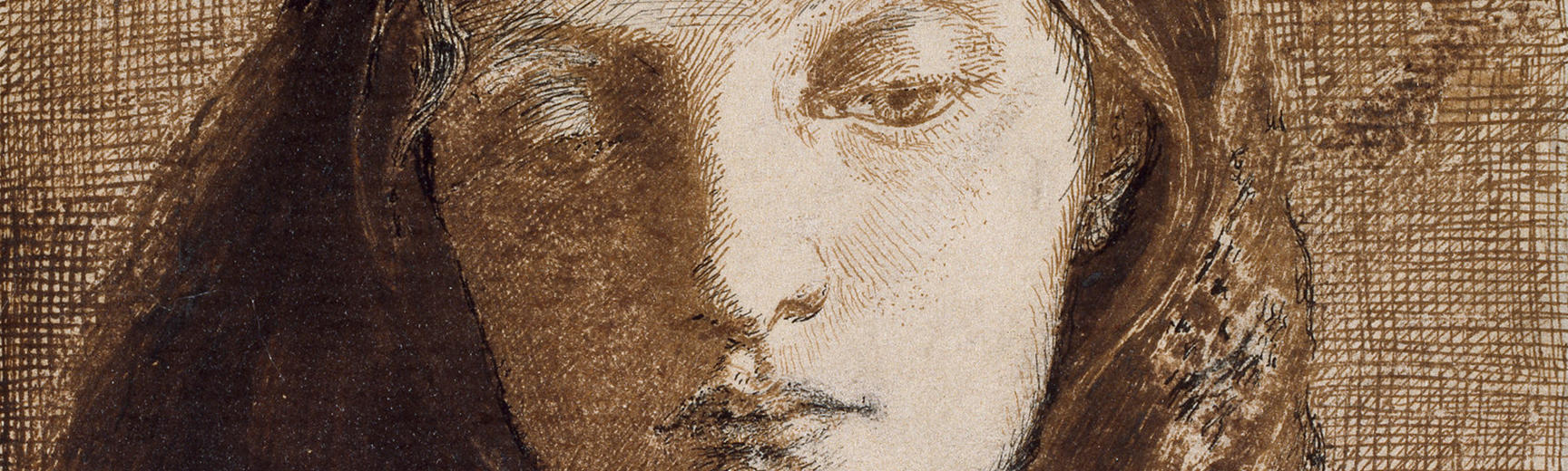 Lizzie Siddal portrait, drawing by Rossetti in Pre-Raphaelites exhibition
