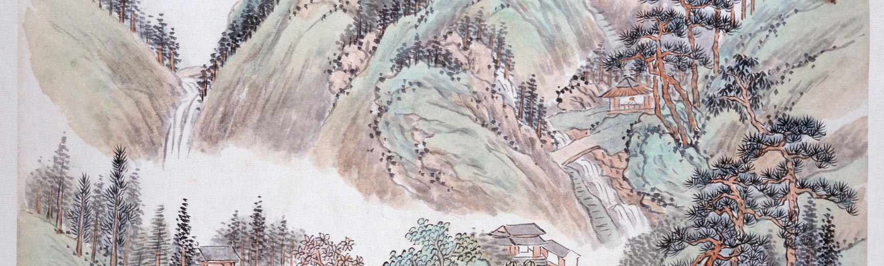 Peach Blossom Stream in Spring by Weng Tonghe, ink and colour on paper, 1902