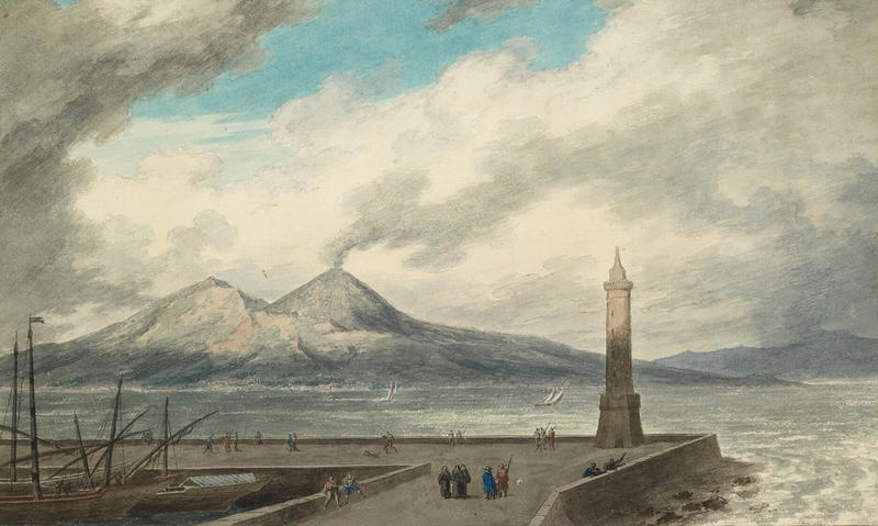 Vesuvius and Somma from the Mole at Naples (1782) by John Robert Cozens (1752 - 1797)