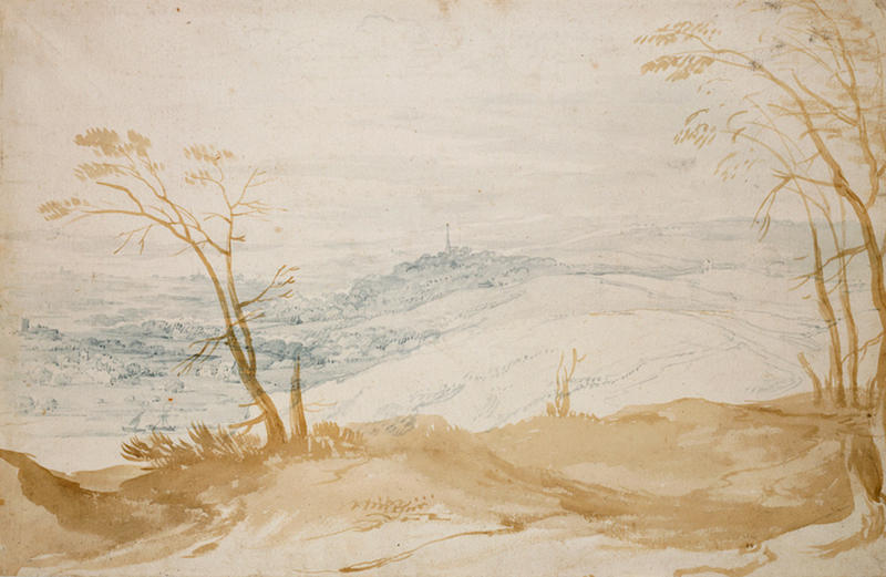Flemish drawing of a hilly landscape