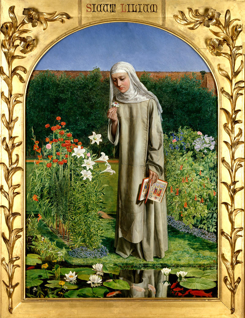 Convent Thoughts by Charles Allston Collins in its gold frame, 1851