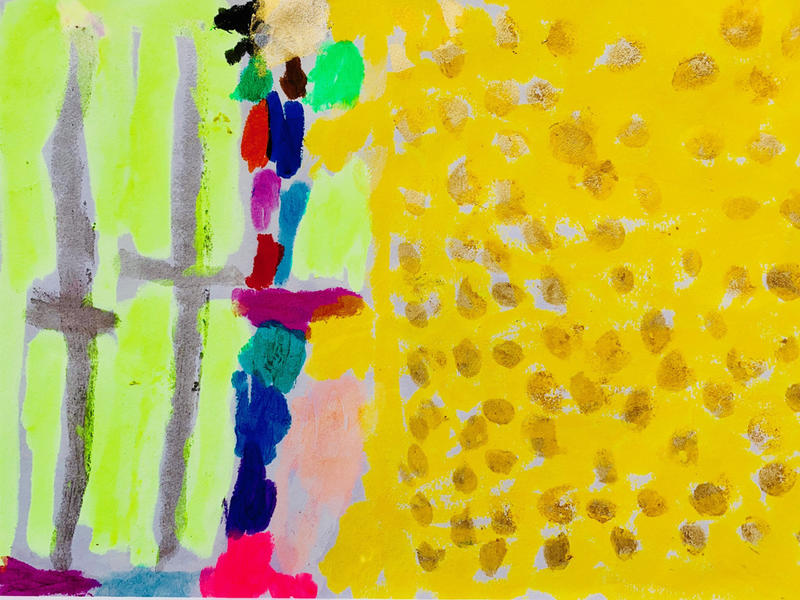 Wilkie Metz-Moser (age 8), View from my window, Paint sticks on paper, 2020 © the artist