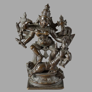 Bronze figure of Durga Mahishasuramardini, an Indian warrior goddess