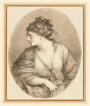 The Tragic Muse print by Angelica Kauffman, 1770-1807 black chalk drawing