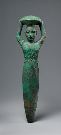 Copper foundation figure of king Shulgi of Ur, carrying a basket ca. 2094–2047 BCE; Metropolitan Museum of Art